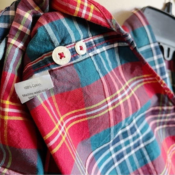 J Crew Plaid 100% Cotton Long Sleeve Button Down Shirt Slim Fit Holiday Size S - Picture 5 of 6